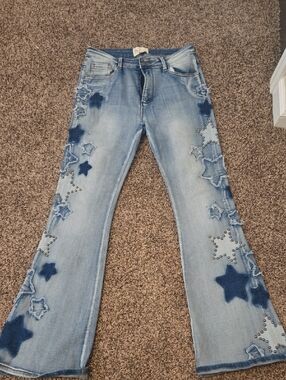 Oli & Hali Light Blue Star-Studded Flare Jeans